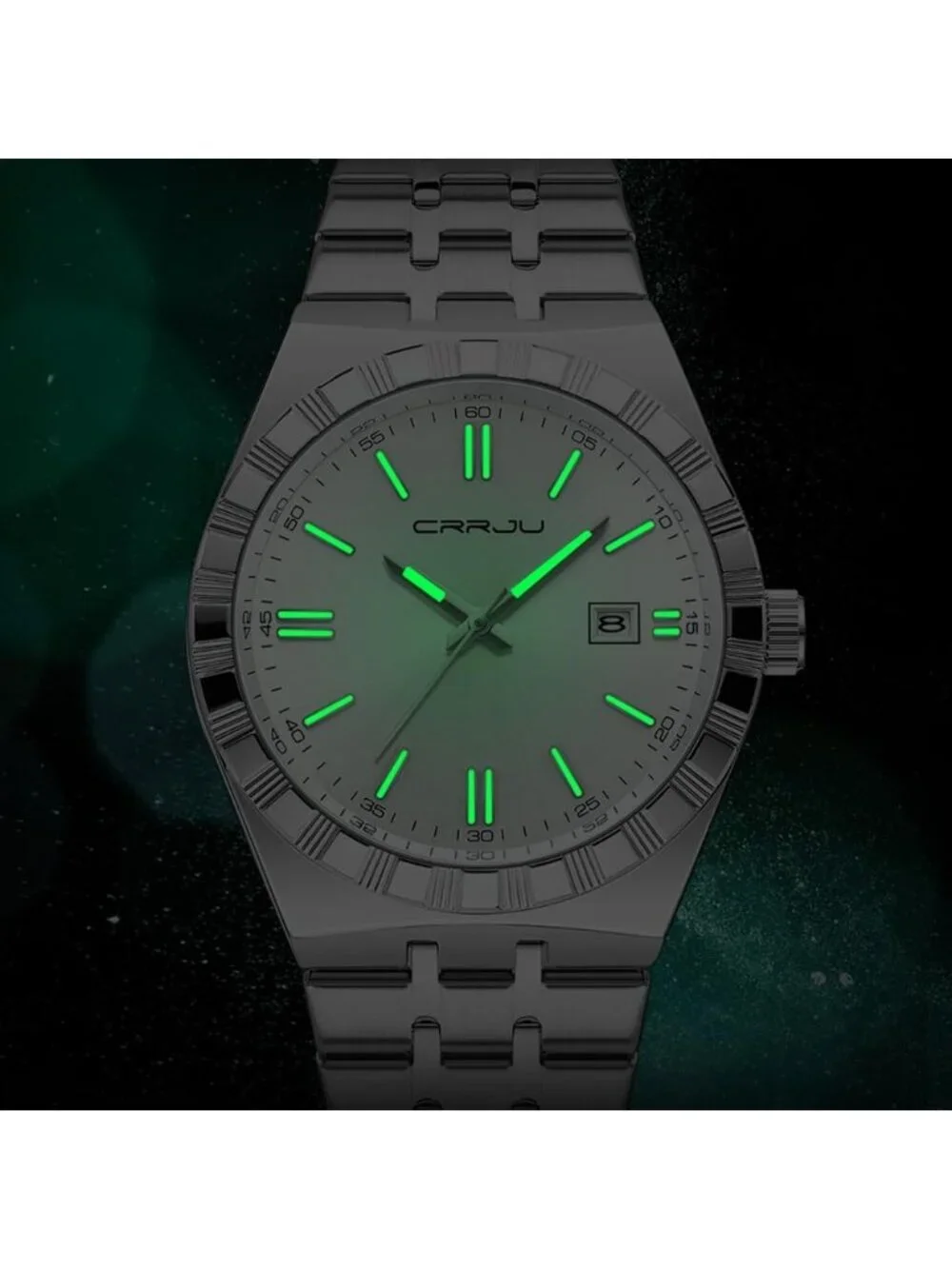 Men's Silver White Luxury Luminous Analog Quartz Fashion Casual Wrist Watches